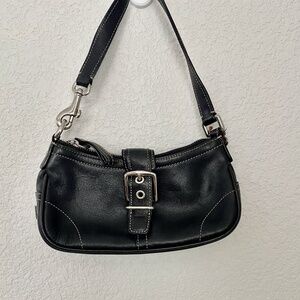 Coach F30-7542 Mini Black Leather Buckle Handbag